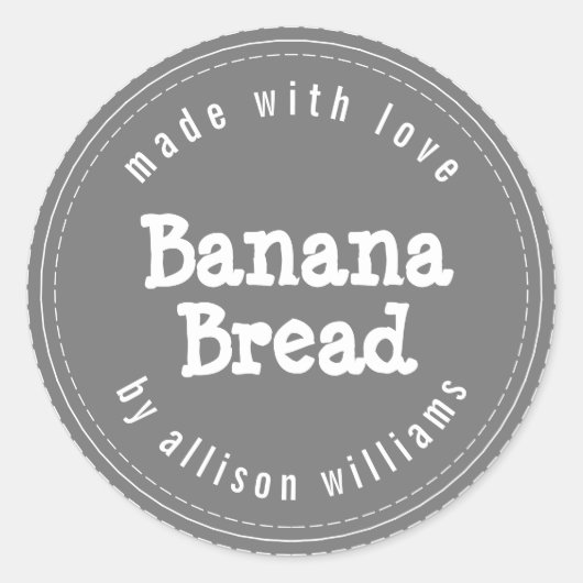 Moderne Thuisgemaakte Banaanbrood Donkergrijs Ronde Sticker (Voorkant)