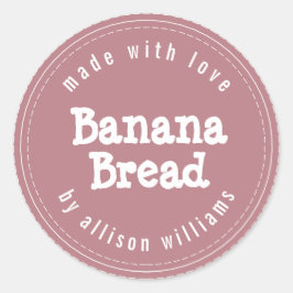 Moderne Thuisgemaakte Banaanbrood Dusty Roze Ronde Sticker