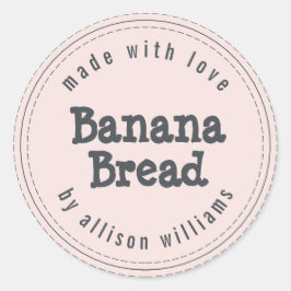 Moderne Thuisgemaakte Banaanbrood Pastel Roze Ronde Sticker