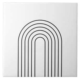 Moderne thuisklare zwarte en witte lijnen abstract tegeltje