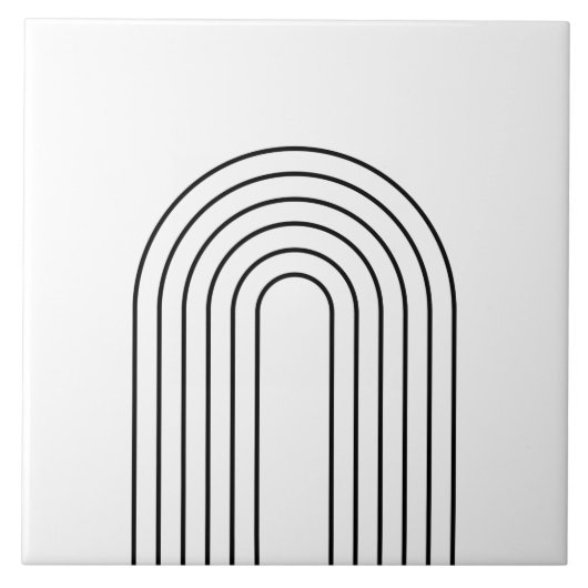 Moderne thuisklare zwarte en witte lijnen abstract tegeltje (Voorkant)