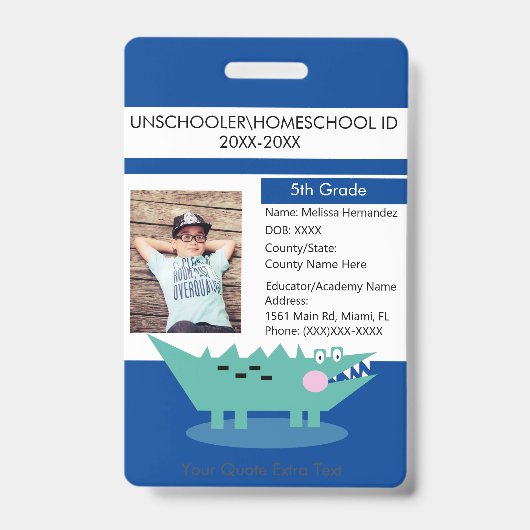 Moderne thuisonderwijs Unschooling Student Alligat Badge (Voorzijde)