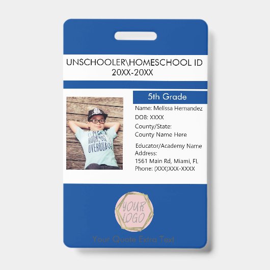 Moderne thuisonderwijs Unschooling Student Blauw Badge (Voorzijde)