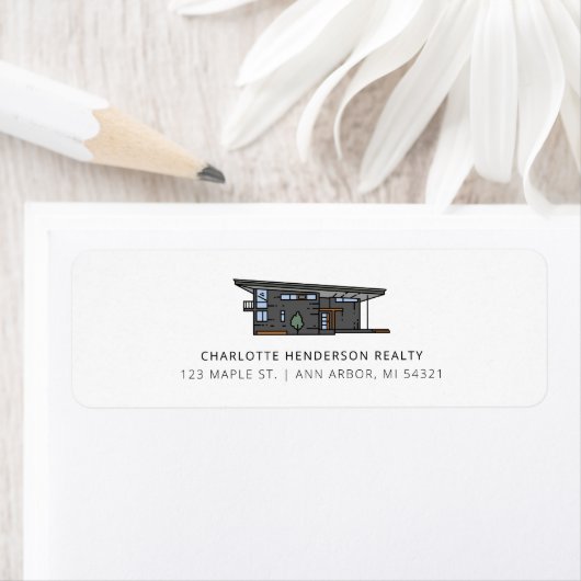 Moderne thuisretour in het midden van de eeuw etiket (Insitu)