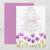 Moderne Tiara Quinceañera Paarse Lavendel Verjaard Kaart (Voorkant / Achterkant)