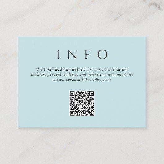 Moderne Tichel Minimalistische QR Code Trouwen Informatiekaartje (Voorkant)