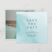Moderne Tichelblauwe Abstracte Minimalistische Tro Save The Date (Voorkant / Achterkant)