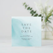 Moderne Tichelblauwe Abstracte Minimalistische Tro Save The Date (Staand voorkant)