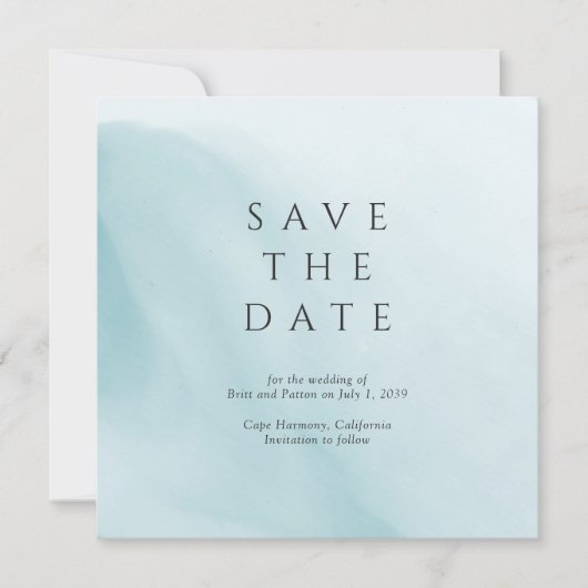 Moderne Tichelblauwe Abstracte Minimalistische Tro Save The Date (Voorkant)