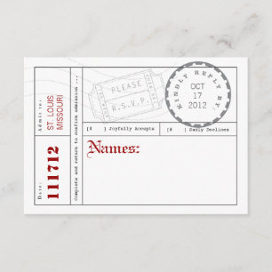 Moderne Ticket Tab-reactiekaart RSVP Kaartje