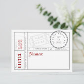 Moderne Ticket Tab-reactiekaart RSVP Kaartje (Staand voorkant)