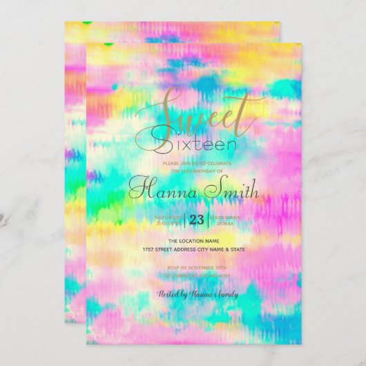 Moderne Tie Dye Abstract Kleurrijk Kaart (Voorkant / Achterkant)