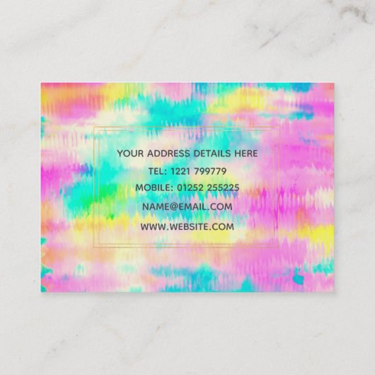 Moderne Tie Dye Abstract Kleurrijk Visitekaartje (Achterkant)