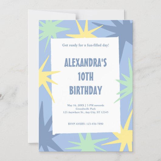 Moderne tiende verjaardag magnetische uitnodiging (Voorkant)