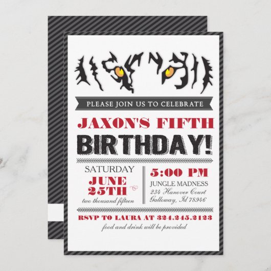 Moderne Tiger Eyes Verjaardag Uitnodiging (Voorkant / Achterkant)