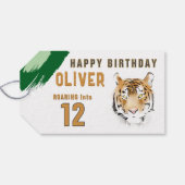 Moderne Tiger Head Waterverf Oerwoud Verjaardag Cadeaulabel (Achterkant Horizontaal)