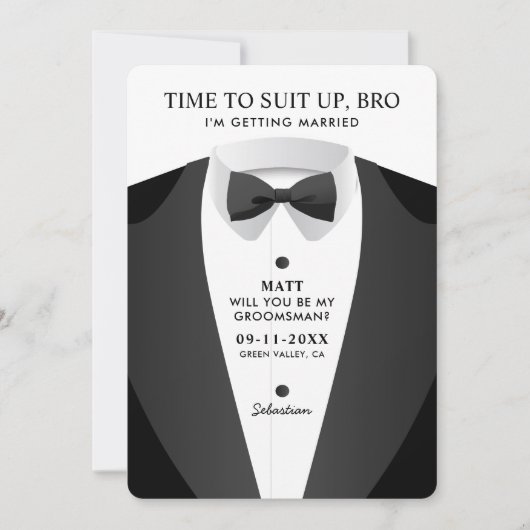 Moderne Tijd om je te Kleden Broer Bruidsjonker Kaart (Voorkant)