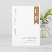 Moderne tijdelijke minimalistische monogram bruilo save the date (Staand voorkant)
