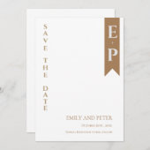 Moderne tijdelijke minimalistische monogram bruilo save the date (Voorkant / Achterkant)