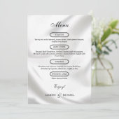 Moderne Tijdloze Luxe Textuur Bruiloft Chic Wit Menu (Staand voorkant)