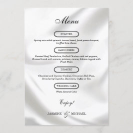 Moderne Tijdloze Luxe Textuur Bruiloft Chic Wit Menu