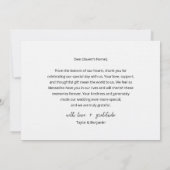 Moderne tijdloze minimalistische trouwfoto bedankkaart (Achterkant)