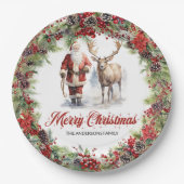 Moderne tijdloze waterverf Sinterklaas rendieren Papieren Bordje (Voorkant)