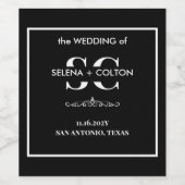 Moderne tijdloze zwart-wit bruiloft wijn etiket (Enkel label)