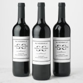 Moderne tijdloze zwart-wit bruiloft wijn etiket (Flessen)