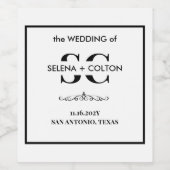 Moderne tijdloze zwart-wit bruiloft wijn etiket (Enkel label)