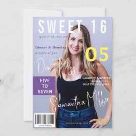 Moderne tijdschriftcover 2 foto's Sweet 16 Kaart