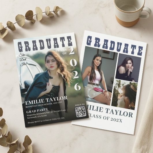 Moderne Tijdschriftcover Then & Now Foto QR Code Kaart