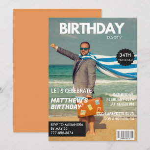 Moderne tijdschriftcover voor hem 34e verjaardag kaart