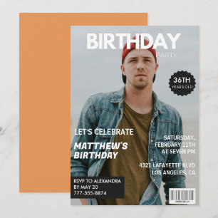 Moderne tijdschriftcover voor hem 36e verjaardag kaart
