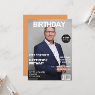 Moderne tijdschriftcover voor hem 66ste verjaardag kaart