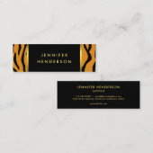 Moderne tijger drukt zwarte goudprofessionele tone mini visitekaartje (Voorkant / Achterkant)