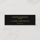 Moderne tijger drukt zwarte goudprofessionele tone mini visitekaartje (Achterkant)