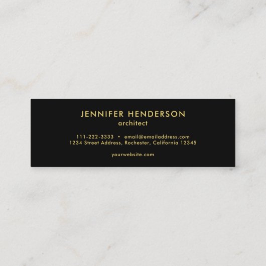 Moderne tijger drukt zwarte goudprofessionele tone mini visitekaartje (Achterkant)