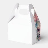 Moderne Tiki Masker Strand Bruiloft Bedankdoosjes (Achterkant)