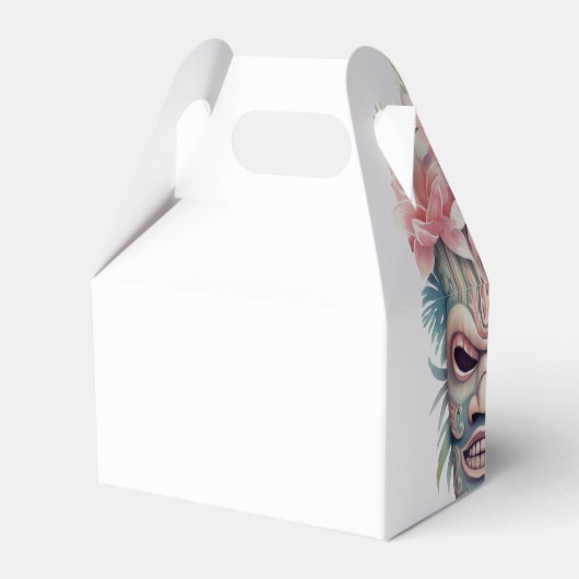 Moderne Tiki Masker Strand Bruiloft Bedankdoosjes (Achterkant)