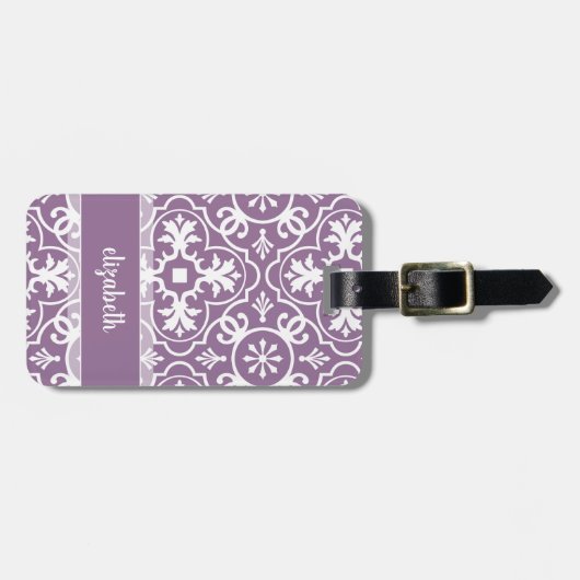 Moderne Tile Pattern Contact Information - orchid Bagagelabel (Voorkant horizontaal)