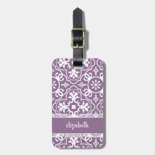 Moderne Tile Pattern Contact Information - orchid Bagagelabel (Voorkant verticaal)