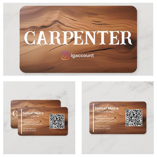 Moderne Timmerman Sjablonen QR Code Generator Visitekaartje