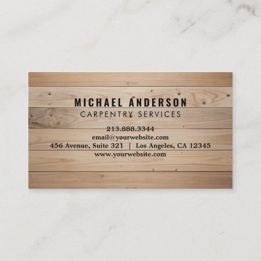 Moderne timmerwerk service en handyman hout visitekaartje (Achterkant)