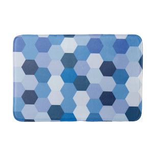 Moderne tinten blauw wit hexagonaal geometrisch badmat