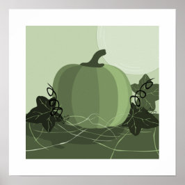 Moderne tinten groene pompoen keuken vierkant poster