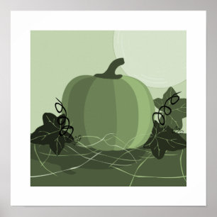 Moderne tinten groene pompoen keuken vierkant poster