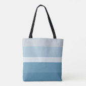 Moderne tinten van blauwgroen blauwe strepen tote bag (Achterkant)