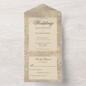 Moderne tinten van gouden sneeuwvlok all in one uitnodiging (Binnen)