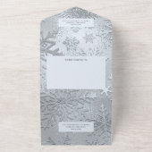 Moderne tinten van Ice Blue Sneeuwvlok All In One Uitnodiging (Buitenkant)